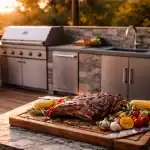 barbecue cuisine extérieure inox et pierre