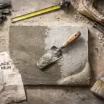cuvelage mur avec outils et enduit