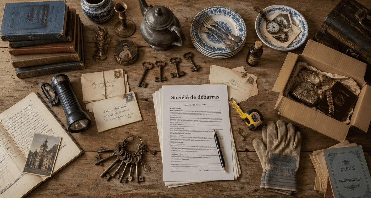 société de débarras table objets triés