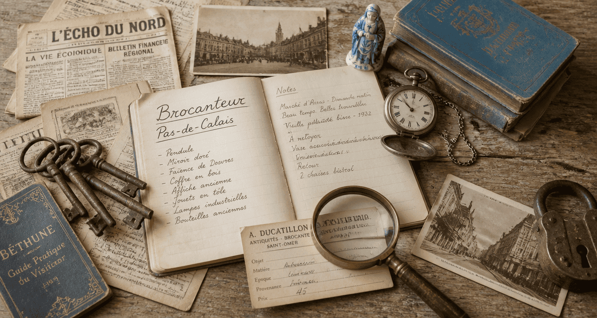 brocanteur 62 objets anciens sur table