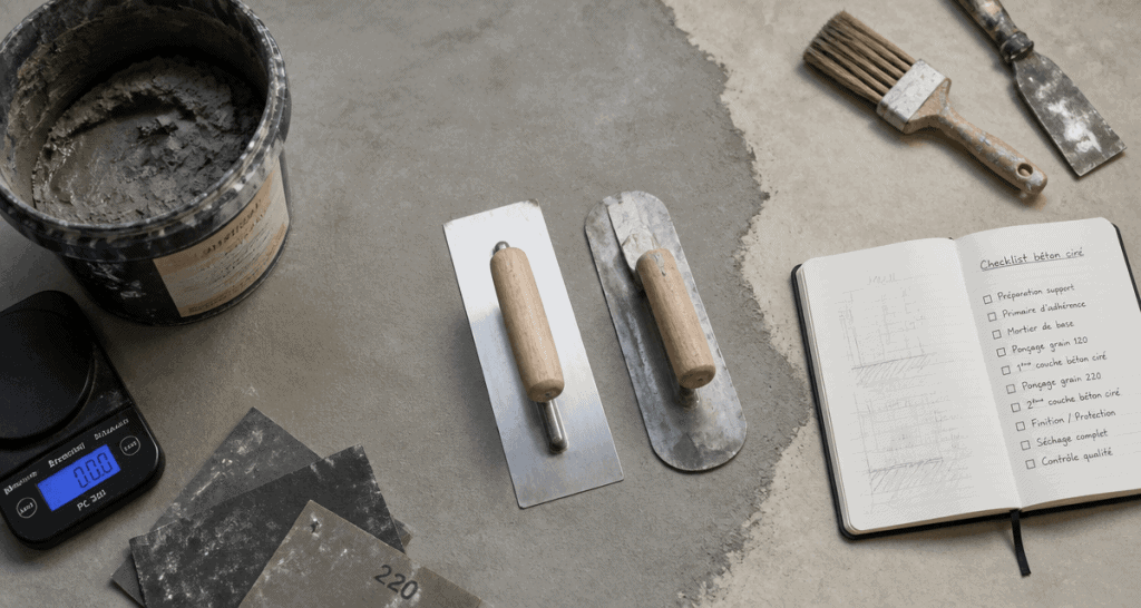 comment faire un beton cire outils sur plan de travail