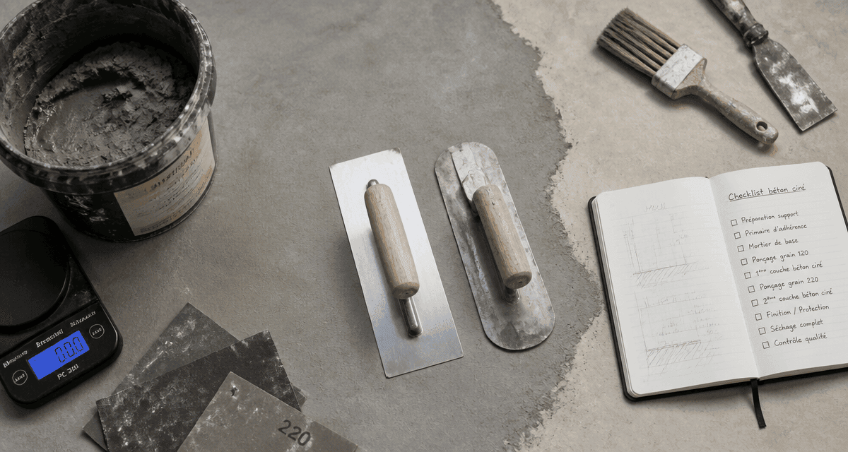 comment faire un beton cire outils sur plan de travail