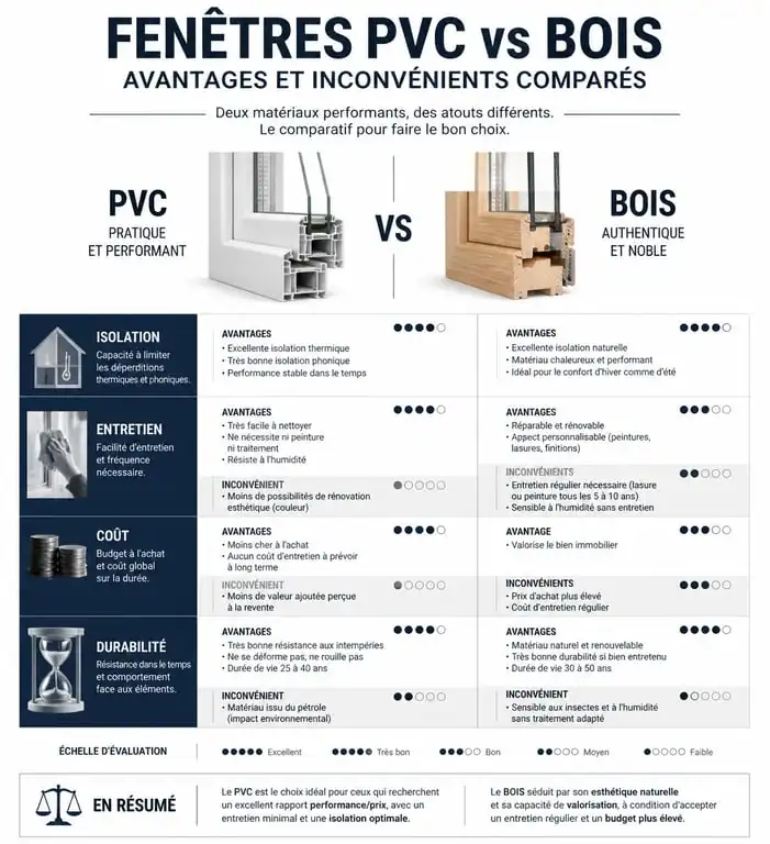 Comparatif des fenêtres PVC ou bois pour la rénovation