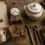 Objets de valeur brocanteur 71 sur table