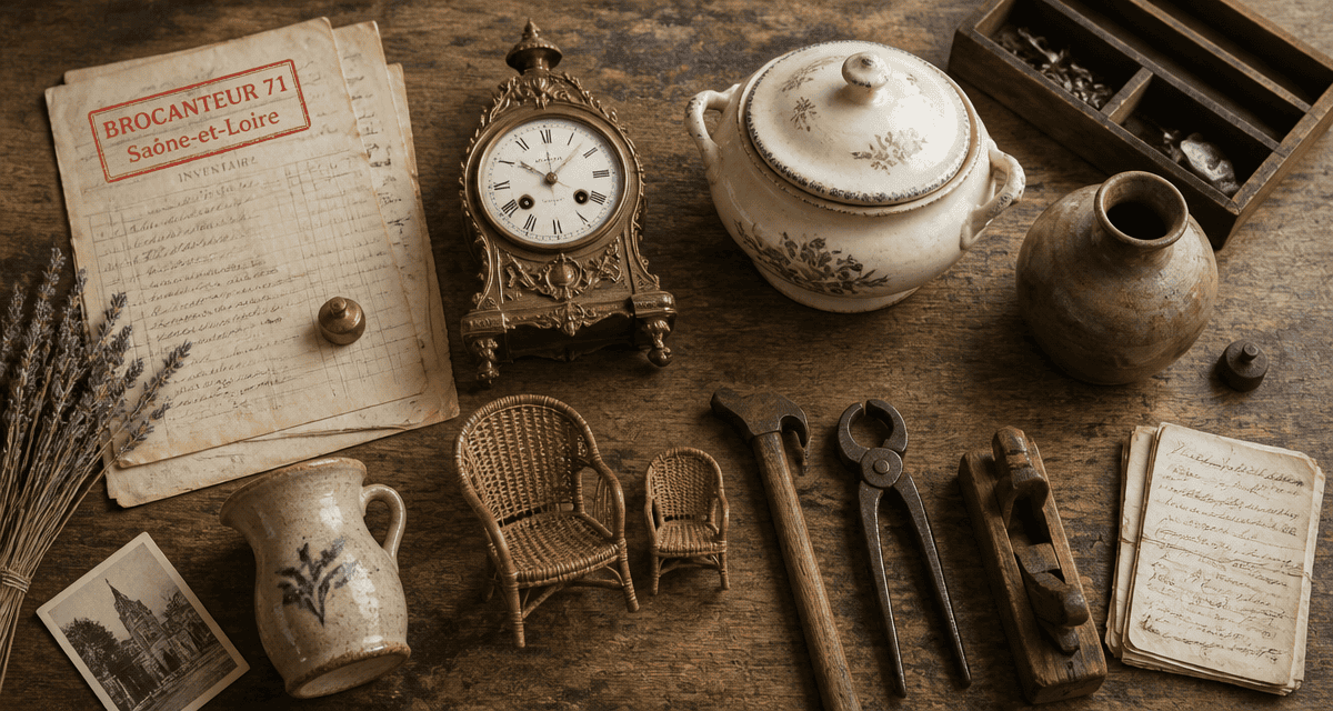 Objets de valeur brocanteur 71 sur table