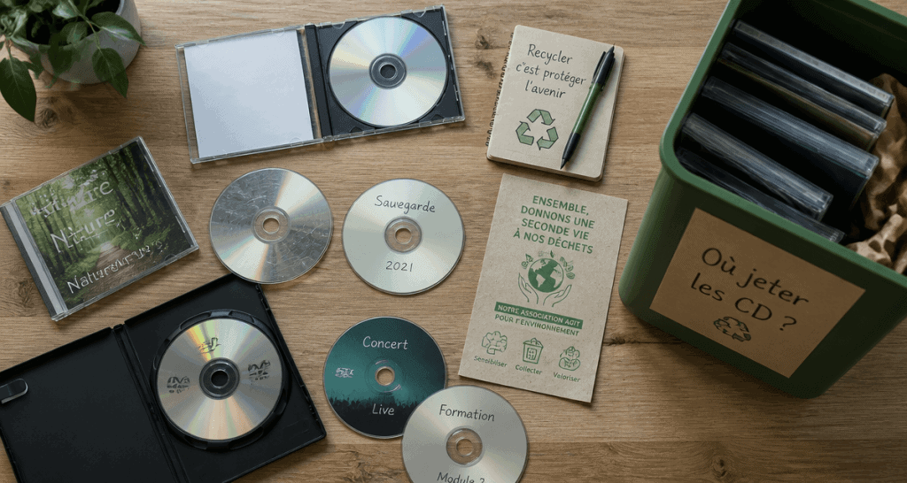 où jeter les cd sur un bureau avec bac de tri