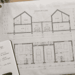 plan maison mitoyenne par le garage sur bureau d’architecte