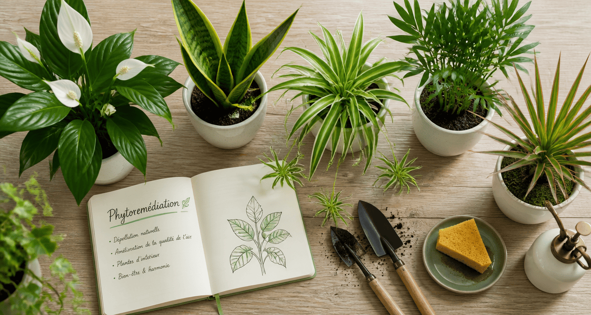 Cinq plantes d'interieur depolluante sur table
