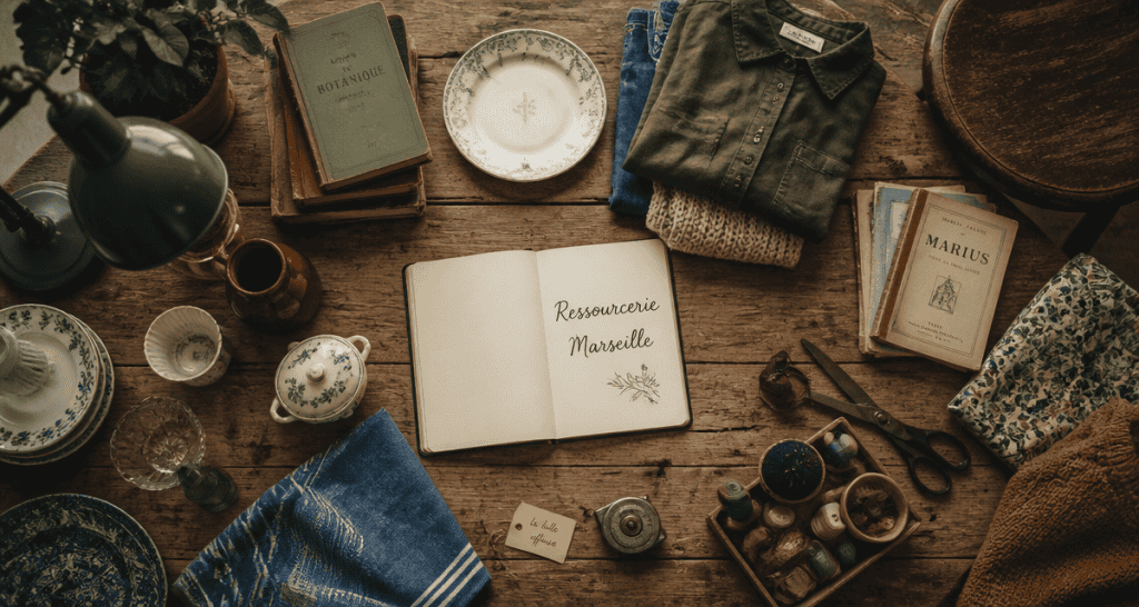 ressourcerie marseille objets vintage sur table