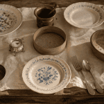 Vaissellerie définition, objets anciens sur table