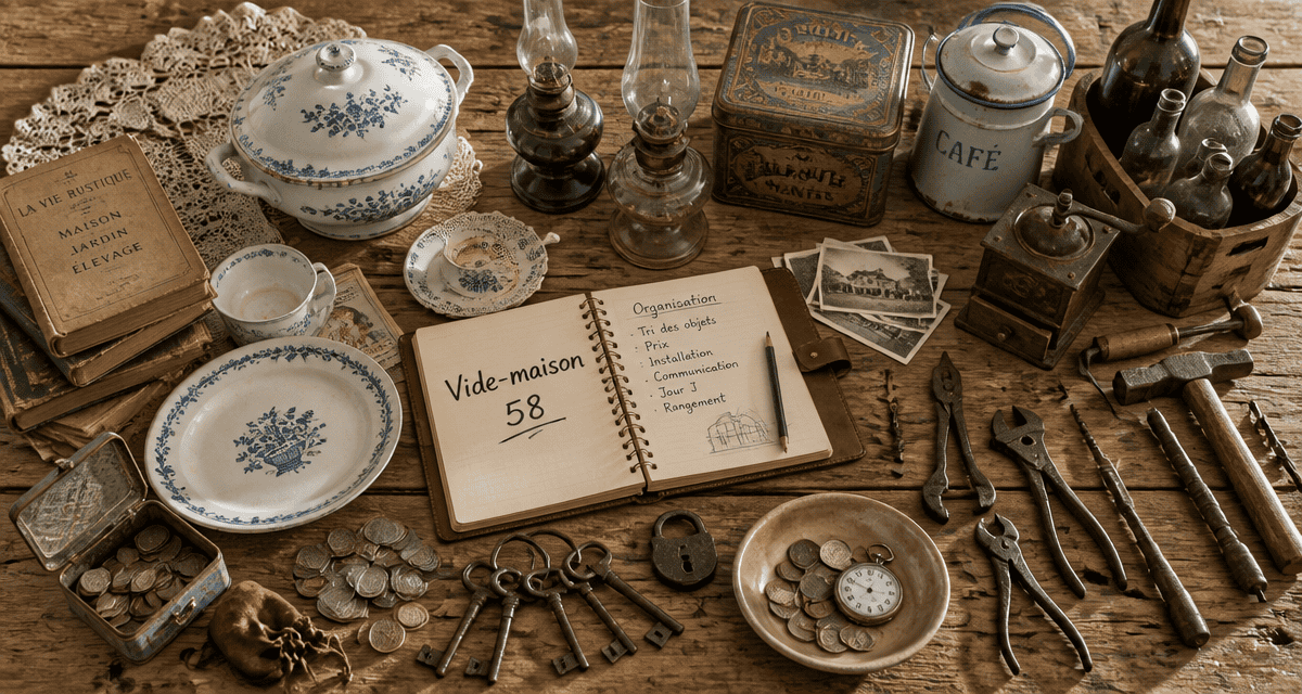 vide maison 58 table brocante objets anciens