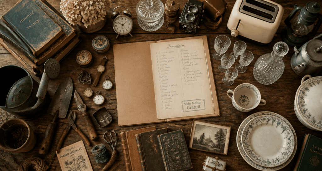 vide maison gratuit table objets anciens