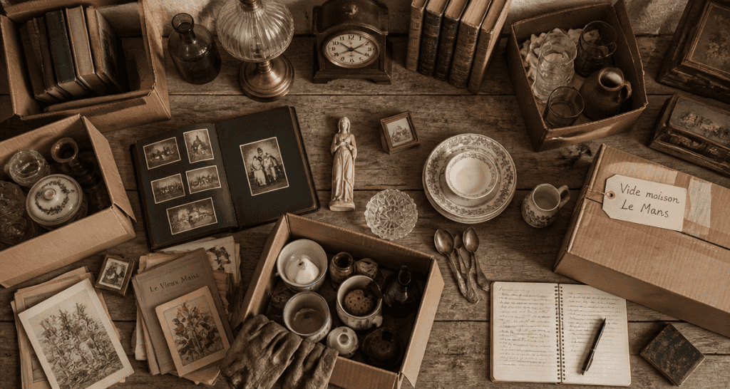 vide maison le mans cartons objets anciens