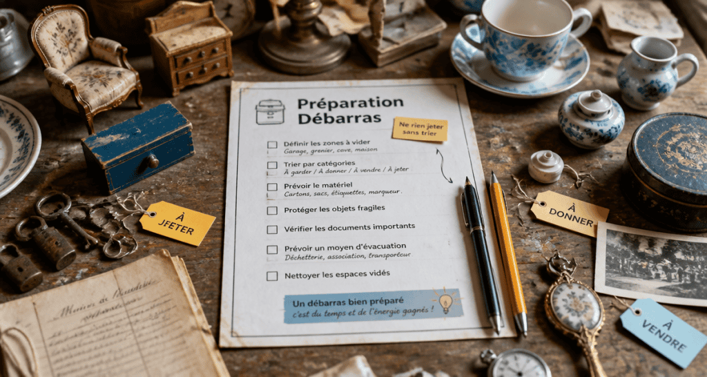vider une maison gratuitement table objets usagés checklist