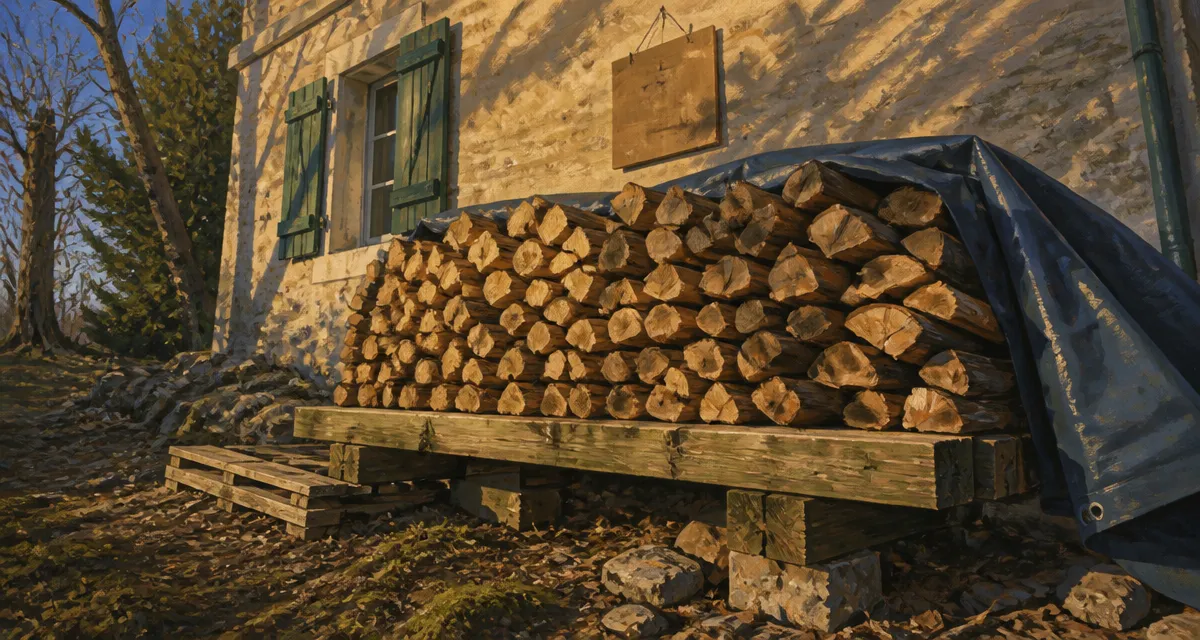 Comment ranger du bois : bûches empilées pour séchage optimal