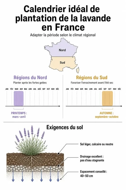 Calendrier de plantation de la lavande et conditions de sol idéales