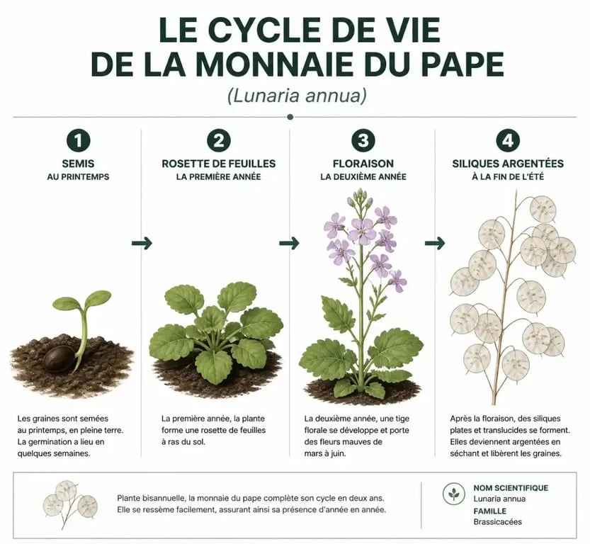 Cycle de vie de la monnaie du pape : étapes pour réussir à planter la monnaie du pape au jardin