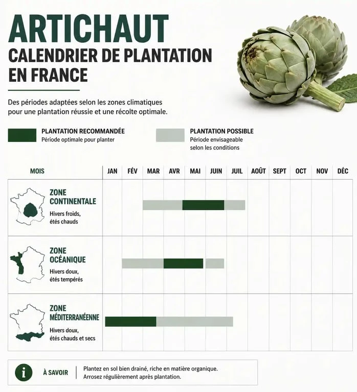 Calendrier de plantation de l'artichaut par région pour réussir son potager