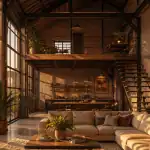 hangar aménagé en maison avec grandes baies vitrées