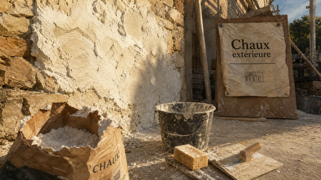 Mur à la chaux extérieur : enduit à la chaux durable sur pierre
