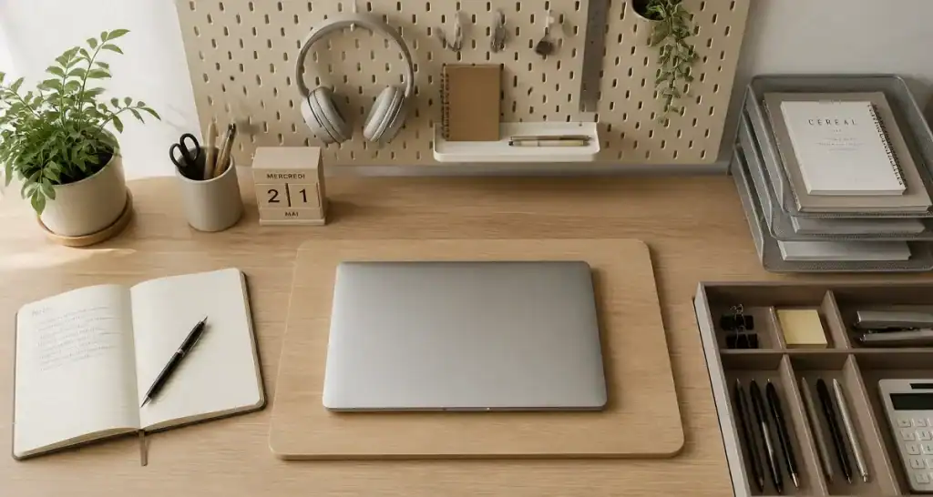 Organiser un bureau avec accessoires et rangement