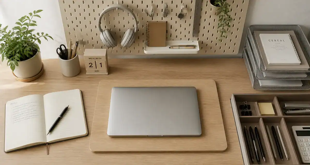 Organiser un bureau avec accessoires et rangement