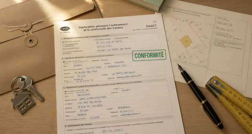 oubli déclaration achèvement travaux formulaire Cerfa conformité