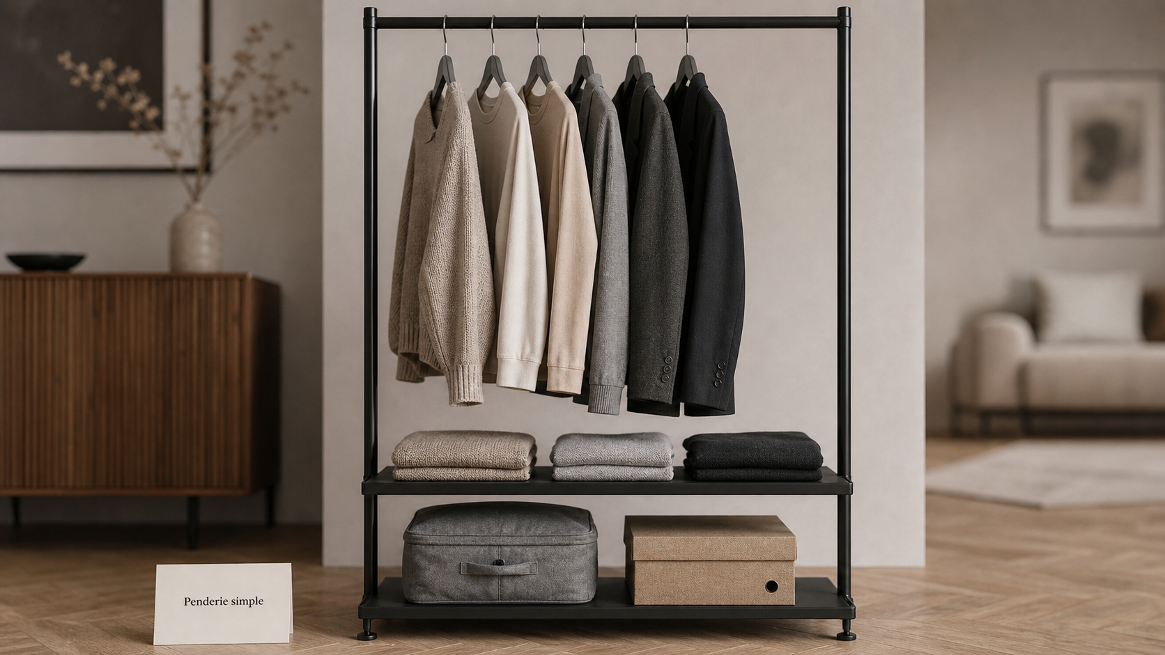 Penderie simple ouverte pour optimiser le rangement