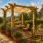 pergola démontable sans autorisation en bois dans un jardin