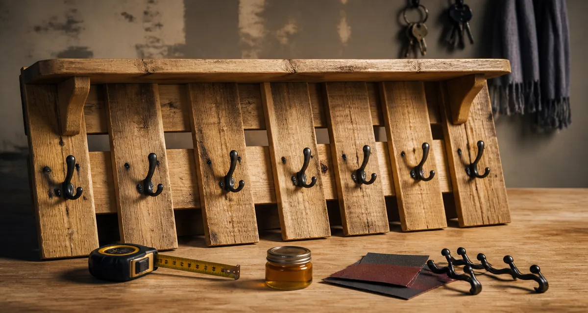 Porte manteau palettes mural en palettes recyclées, meuble d’entrée