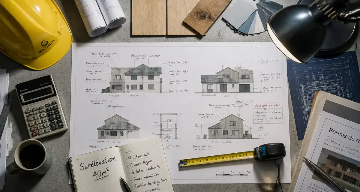 prix surélévation maison 40m2 plans architecte