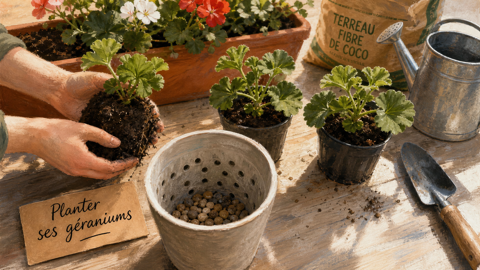 Quand planter geranium : jeunes plants en godets