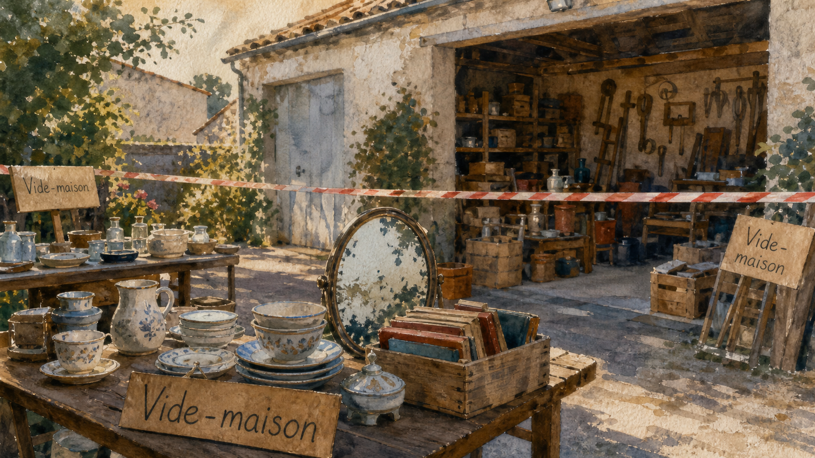Vide maison 85 en Vendée, cour de ferme avec panneaux vide-maison