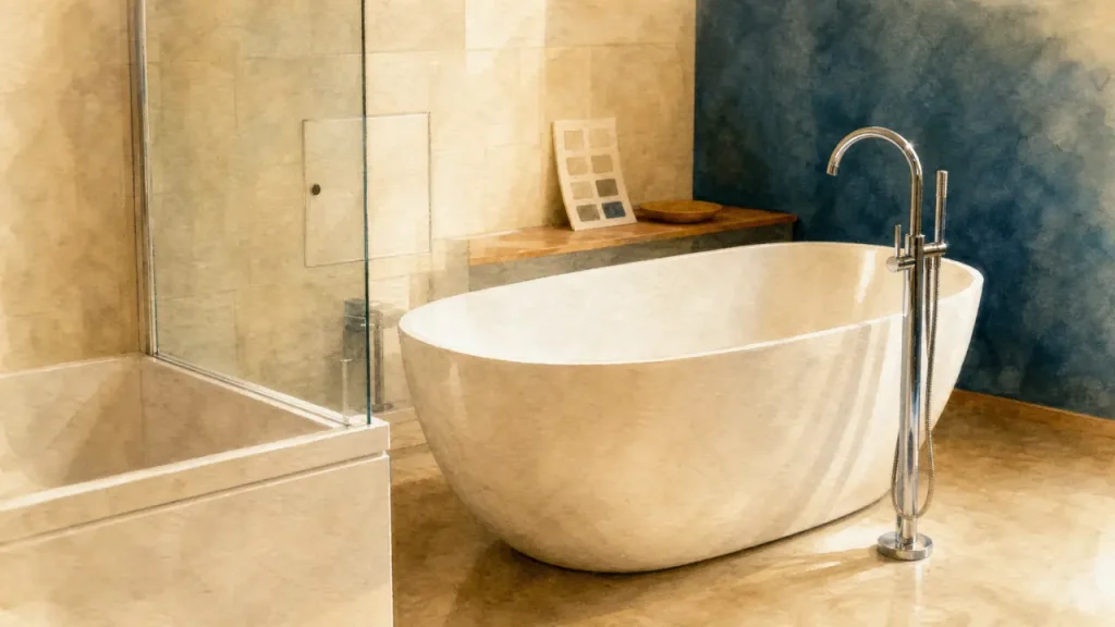 Baignoire de salle de bain îlot ovale blanche moderne
