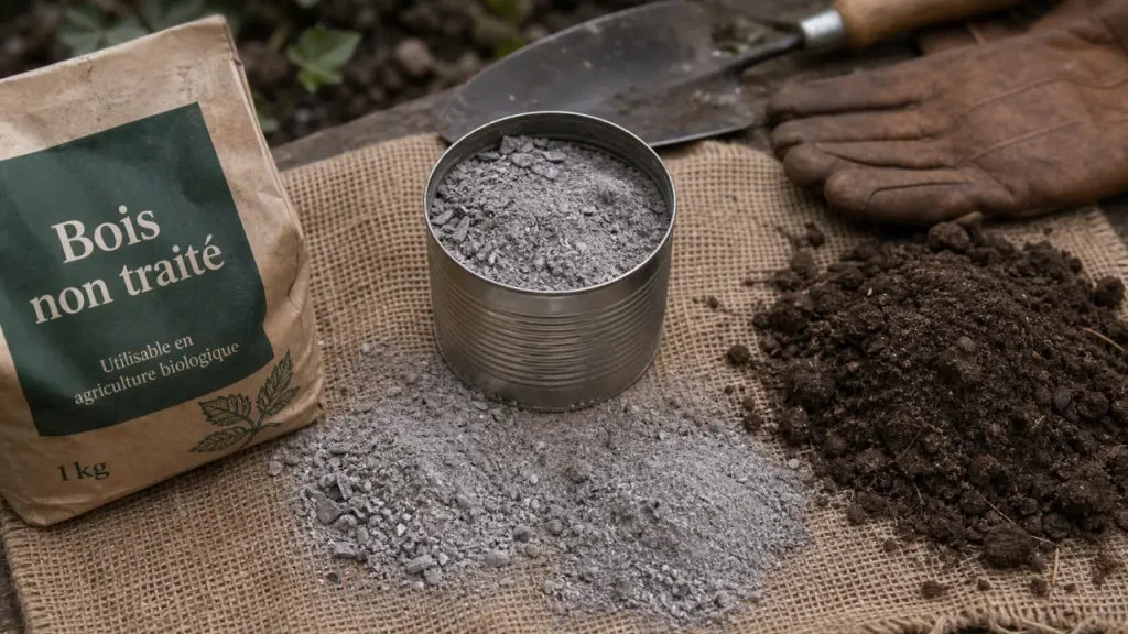 Cendres jardin dans un potager : pot de cendres de bois