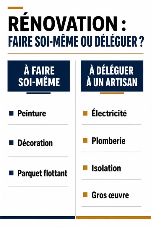 Infographie comparative artisan renovation pour choisir entre travaux DIY et professionnel
