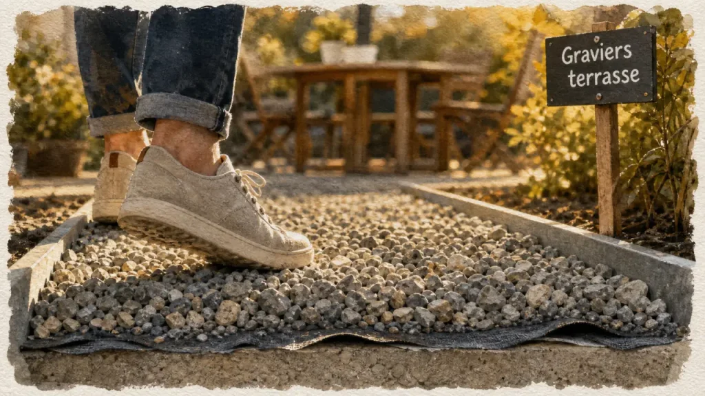 Gravier roulé, concassé ou stabilisé : lequel choisir pour une terrasse stable ?