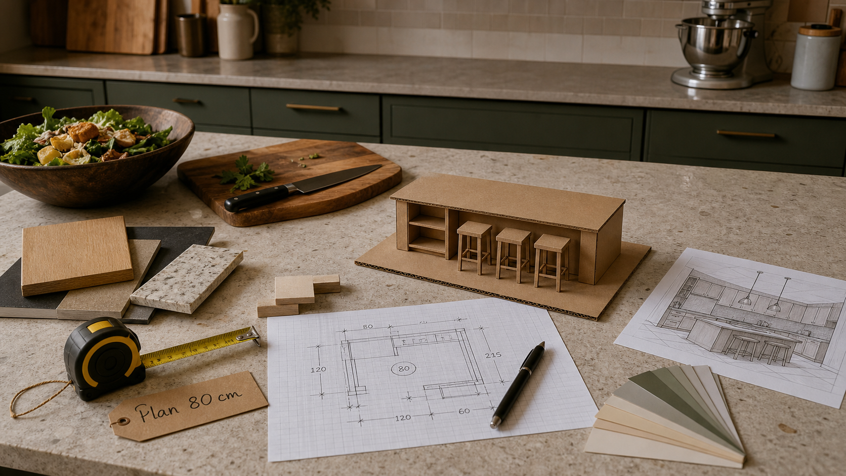 Plan de travail 80 cm de profondeur, plus d’aisance en cuisine