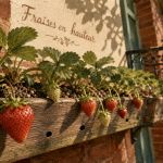 Plantation fraisier en hauteur : collet au niveau du sol, drainage visible