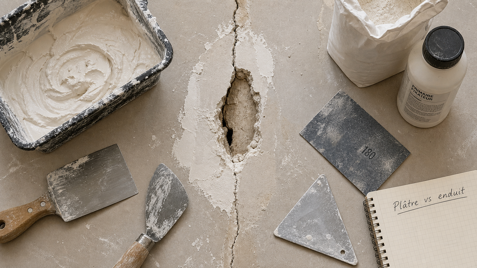 Platre pour reboucher : fissure et rebouchage sur mur plâtre