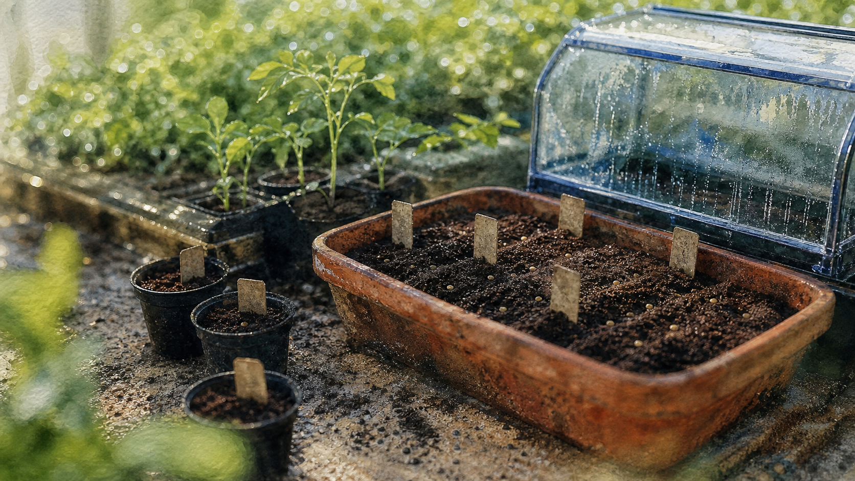 Quand semer les tomates avec la lune : graines en terrine en serre