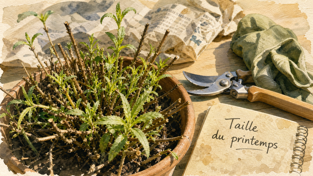 Quand tailler la verveine : taille de printemps en pot, jeunes pousses vertes