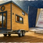 Réglementation tiny house : tiny house mobile 20 m² en France, châssis et roues visibles