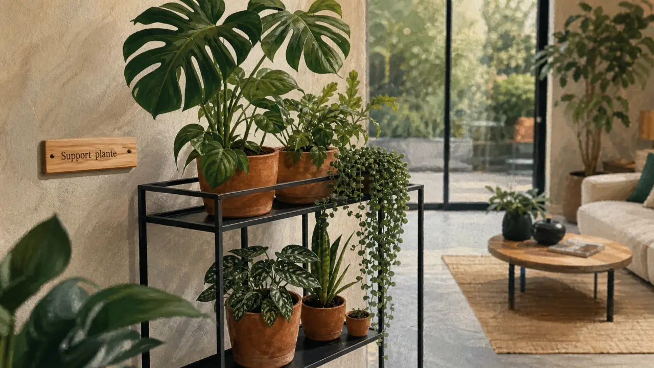 Étagères et porte-plantes pour une décoration intérieure équilibrée