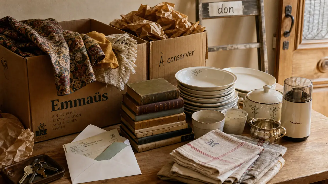 Vider une maison emmaus : cartons de don et documents pour collecte partielle
