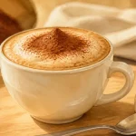 Cappuccino recette : mousse dense dans une tasse blanche