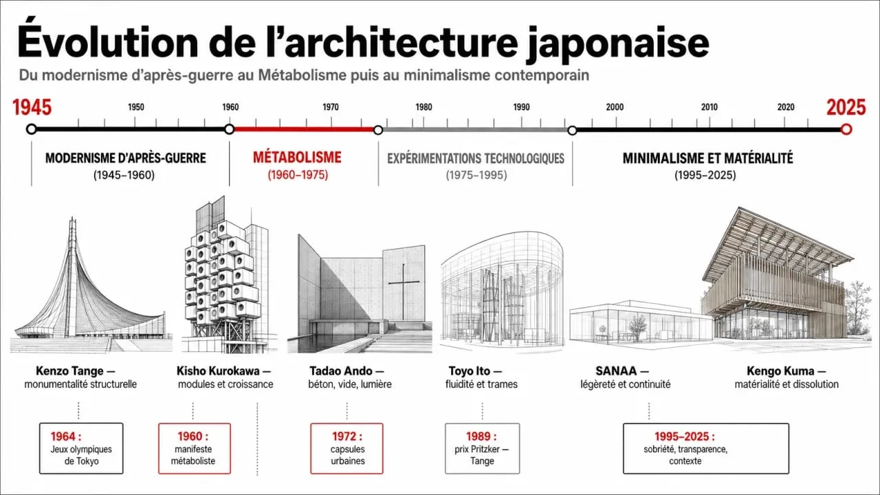 Architecte Japon : frise chronologique des grands courants de l’architecture japonaise