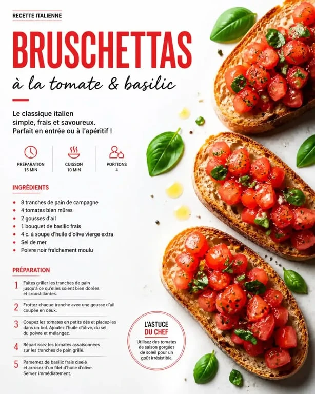 Bruschetta express réalisée avec du pain rassis