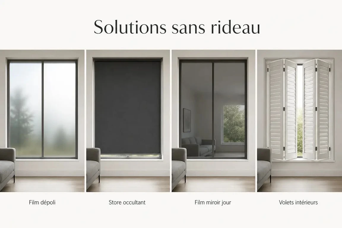 Comment occulter une fenêtre sans rideau avec film dépoli, store occultant et volets intérieurs
