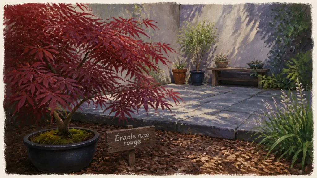 Érable du Japon rouge : les variétés qui gardent leur couleur en mi-ombre et en sol drainé
